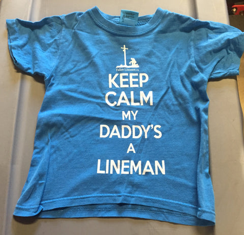 Keep Calm My Daddy's A Lineman (Blue and Pink)